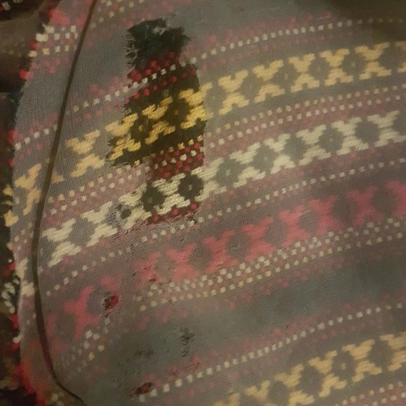 1970s Vintage Red Wool Poncho, Made in USA, Red Wool Patterned Poncho - Picture 10 of 10